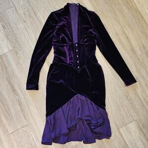 House of CB 'Dahna' Dark Purple Velvet Corset Dress